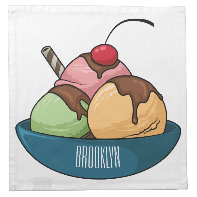 Ice cream cartoon illustration  cloth napkin (Front)