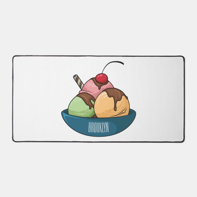 Ice cream cartoon illustration  desk mat (Front)