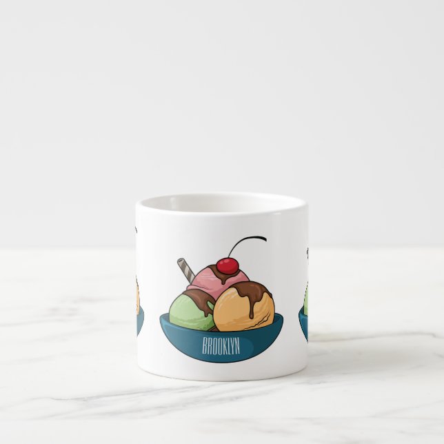 Ice cream cartoon illustration  espresso cup (Front)