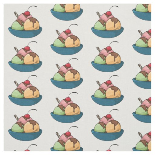 Ice cream cartoon illustration fabric