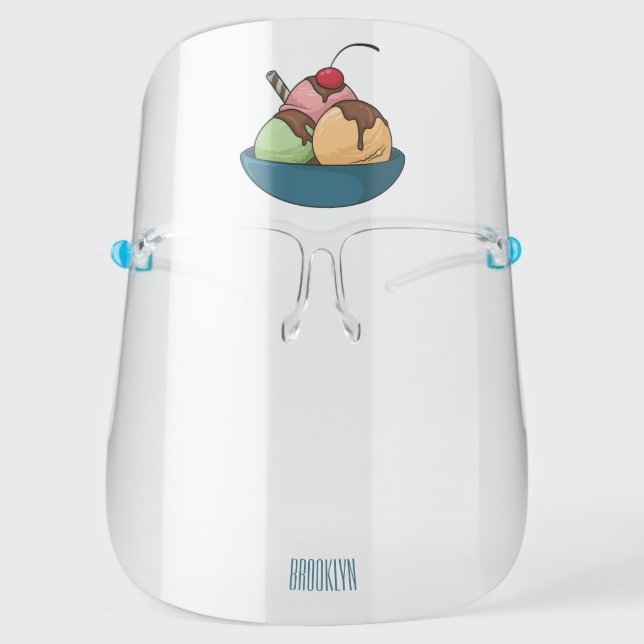 Ice cream cartoon illustration  face shield (Front)