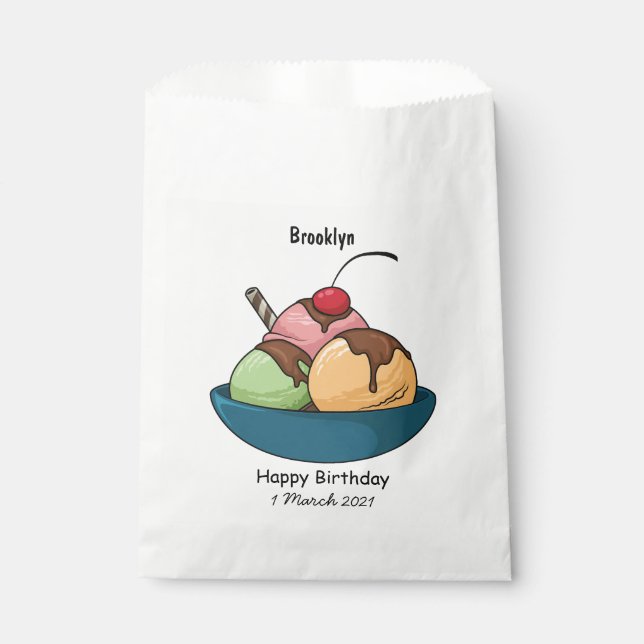 Ice cream cartoon illustration favor bag (Front)