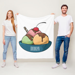 Ice cream cartoon illustration  fleece blanket