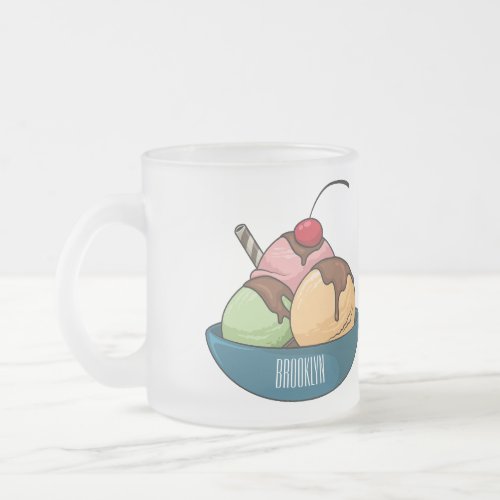 Ice cream cartoon illustration  frosted glass coffee mug