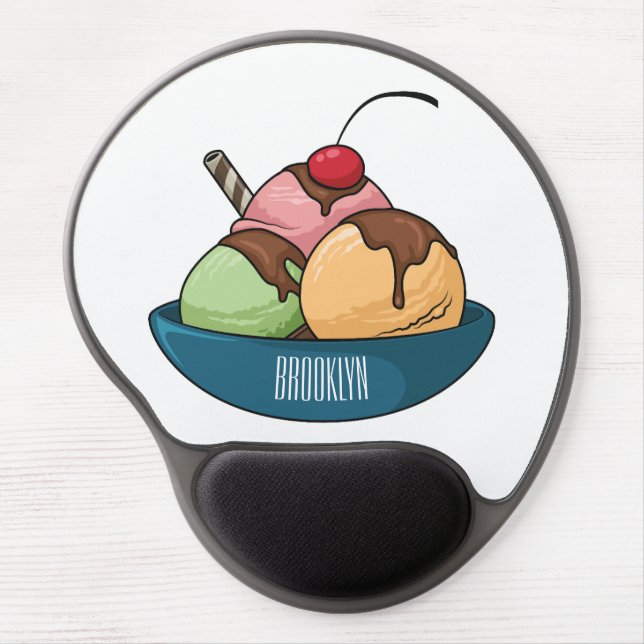 Ice cream cartoon illustration  gel mouse pad (Front)