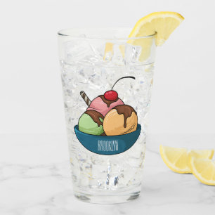Ice cream cartoon illustration glass