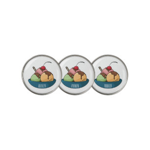 Ice cream cartoon illustration golf ball marker
