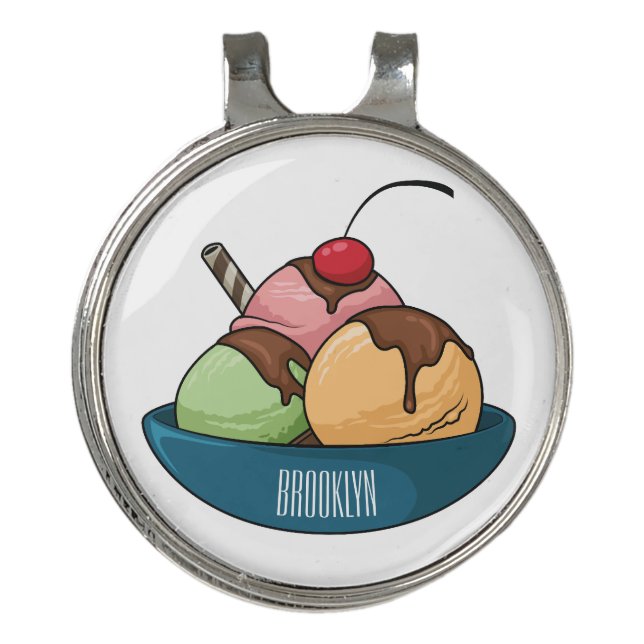 Ice cream cartoon illustration  golf hat clip (Front)