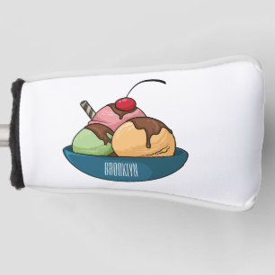 Ice cream cartoon illustration  golf head cover