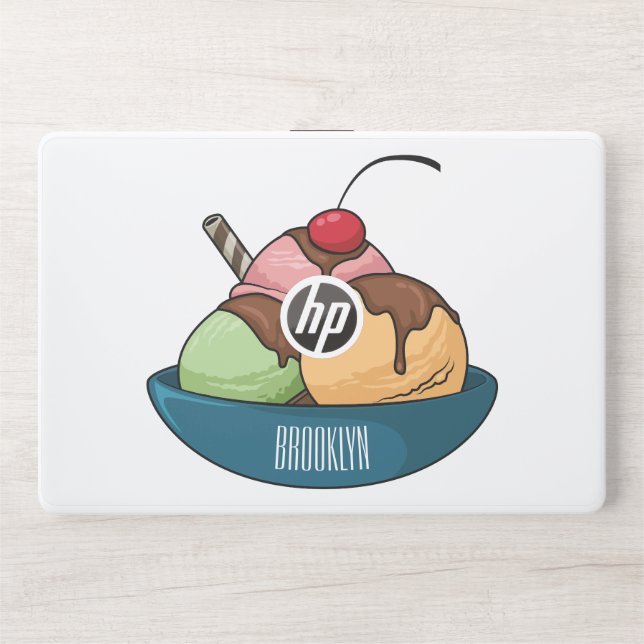 Ice cream cartoon illustration  HP laptop skin (Front)