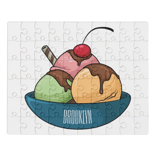 Ice cream cartoon illustration  jigsaw puzzle (Puzzle Horizontal)