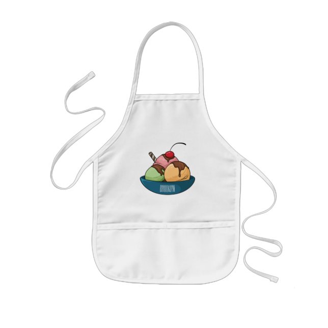 Ice cream cartoon illustration  kids' apron (Front)