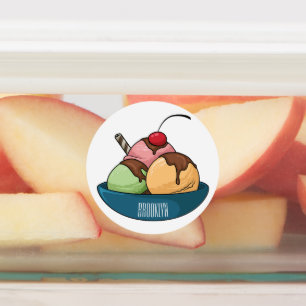 Ice cream cartoon illustration labels
