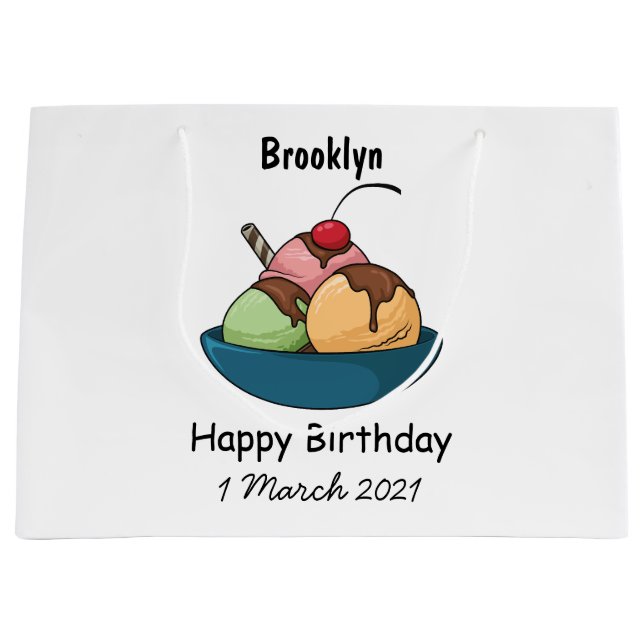 Ice cream cartoon illustration large gift bag (Front)