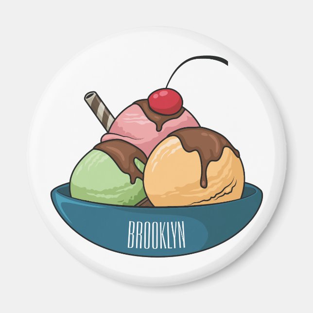 Ice cream cartoon illustration  magnet (Front)