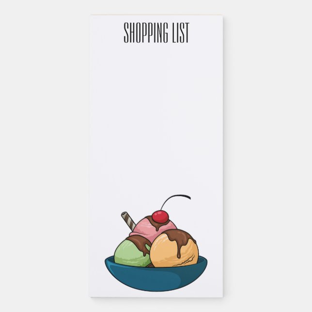 Ice cream cartoon illustration  magnetic notepad (Front)