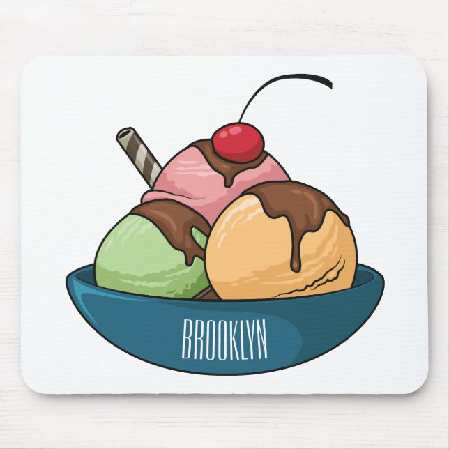 Ice cream cartoon illustration  mouse pad (Front)
