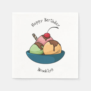 Ice cream cartoon illustration napkins