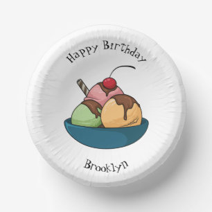 Ice cream cartoon illustration paper bowls