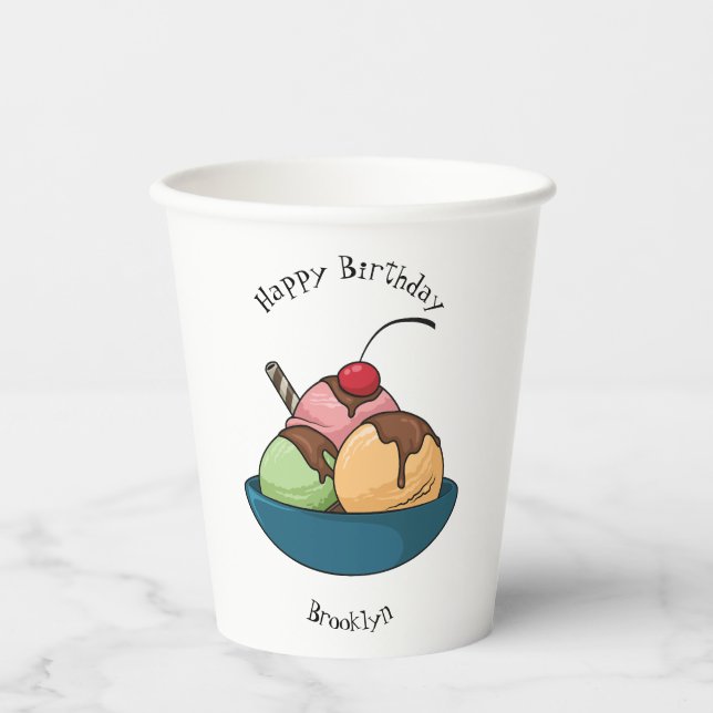 Ice cream cartoon illustration paper cups (Front)