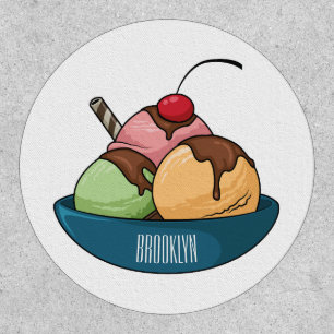 Ice cream cartoon illustration patch