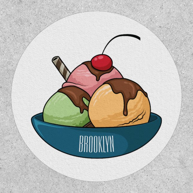 Ice cream cartoon illustration  patch (Front)