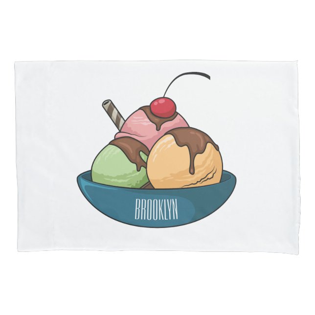 Ice cream cartoon illustration  pillow case (Front)