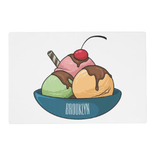 Ice cream cartoon illustration  placemat