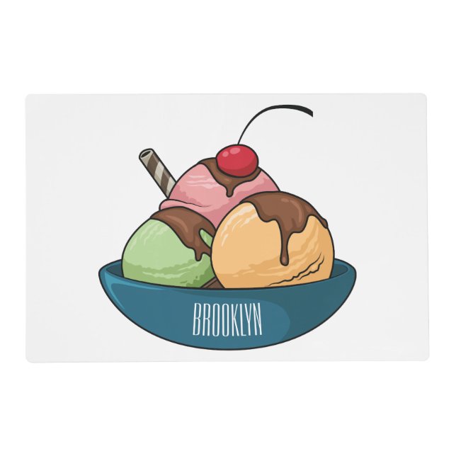 Ice cream cartoon illustration  placemat (Front)