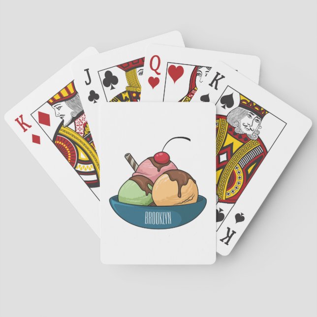 Ice cream cartoon illustration  poker cards (Back)