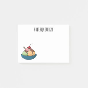 Ice cream cartoon illustration  post-it notes