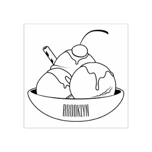 Ice cream cartoon illustration rubber stamp