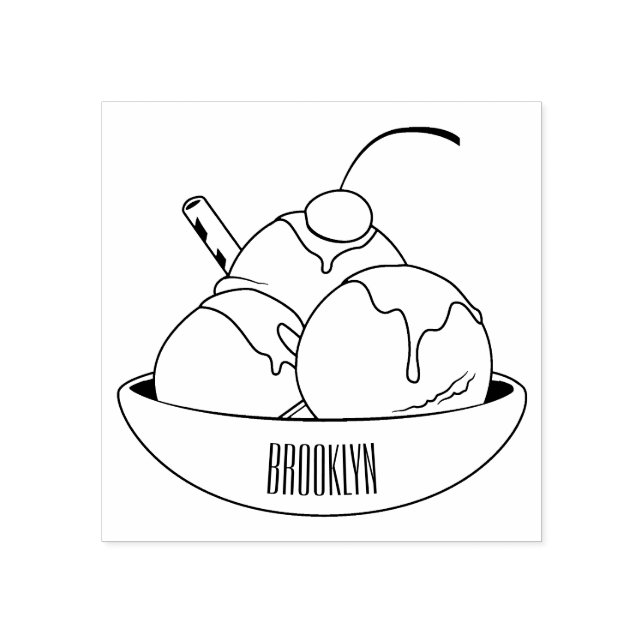 Ice cream cartoon illustration rubber stamp (Imprint)