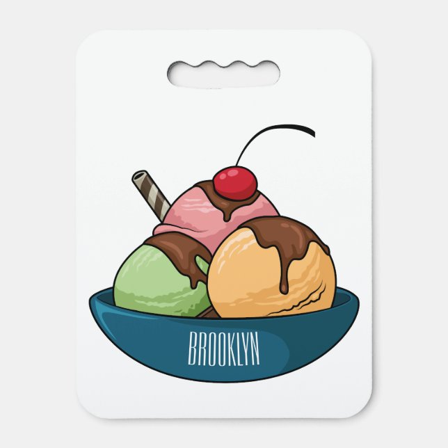 Ice cream cartoon illustration  seat cushion (Front Vertical)