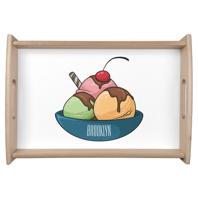 Ice cream cartoon illustration  serving tray (Front)