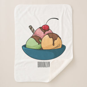 Ice cream cartoon illustration sherpa blanket
