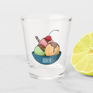 Ice cream cartoon illustration shot glass