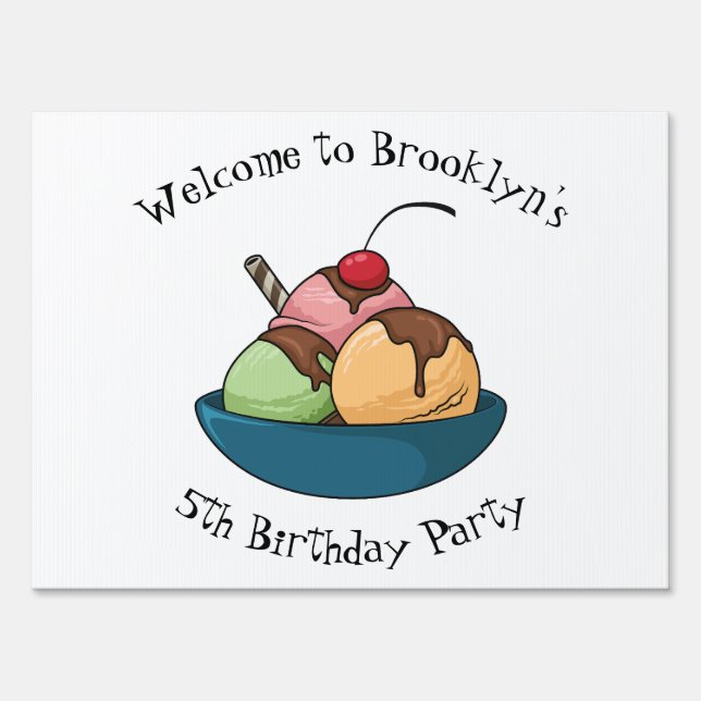 Ice cream cartoon illustration sign (Front)