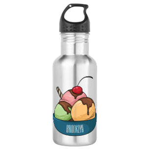Ice cream cartoon illustration stainless steel water bottle