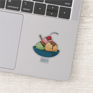 Ice cream cartoon illustration sticker