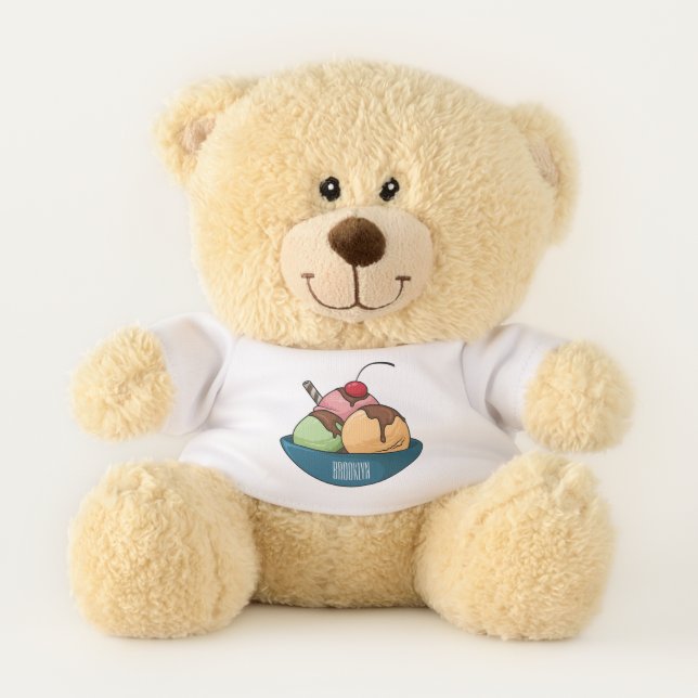 Ice cream cartoon illustration  teddy bear (Front)