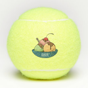 Ice cream cartoon illustration tennis balls