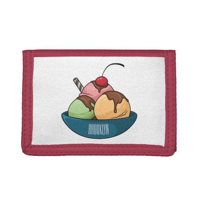 Ice cream cartoon illustration  trifold wallet (Front)