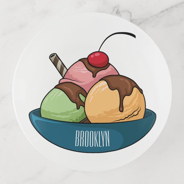 Ice cream cartoon illustration  trinket tray (Front)