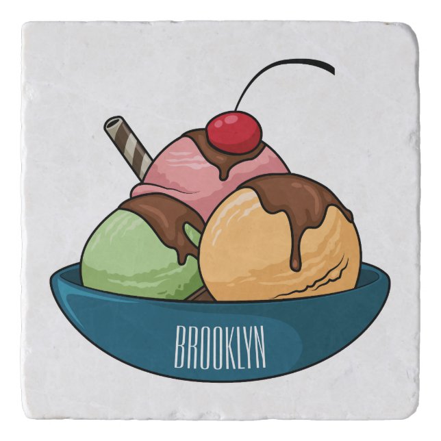 Ice cream cartoon illustration  trivet (Front)