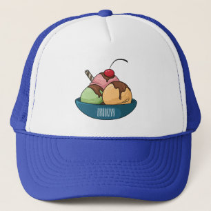Ice cream cartoon illustration trucker hat
