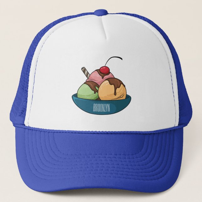 Ice cream cartoon illustration  trucker hat (Front)
