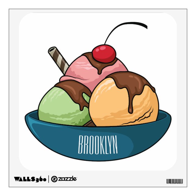 Ice cream cartoon illustration  wall decal (Front)