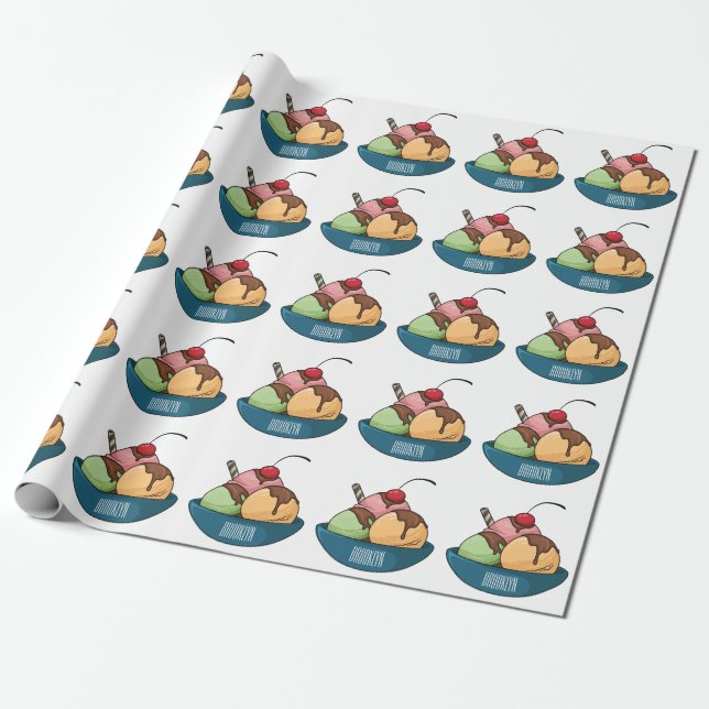Ice cream cartoon illustration  wrapping paper (Unrolled)