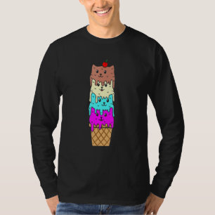 Ice Cream Cat Cone Summer Boys Girls Graphic T-Shirt